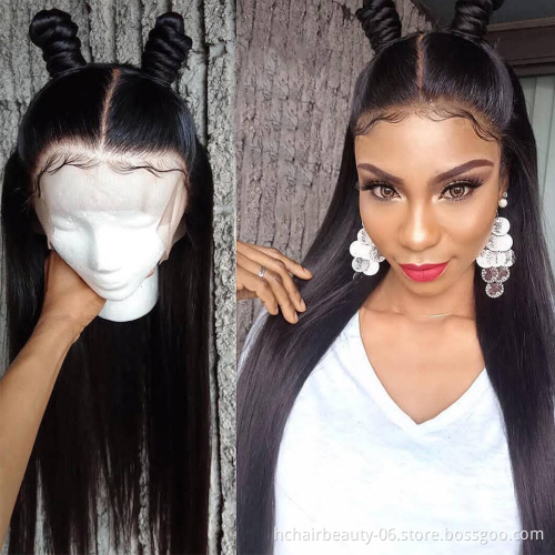Brazilian Lace Front Human Hair Wigs For Women Remy Hair Straight Lace Front Wigs Pre plucked Hairline Full End Natural Black